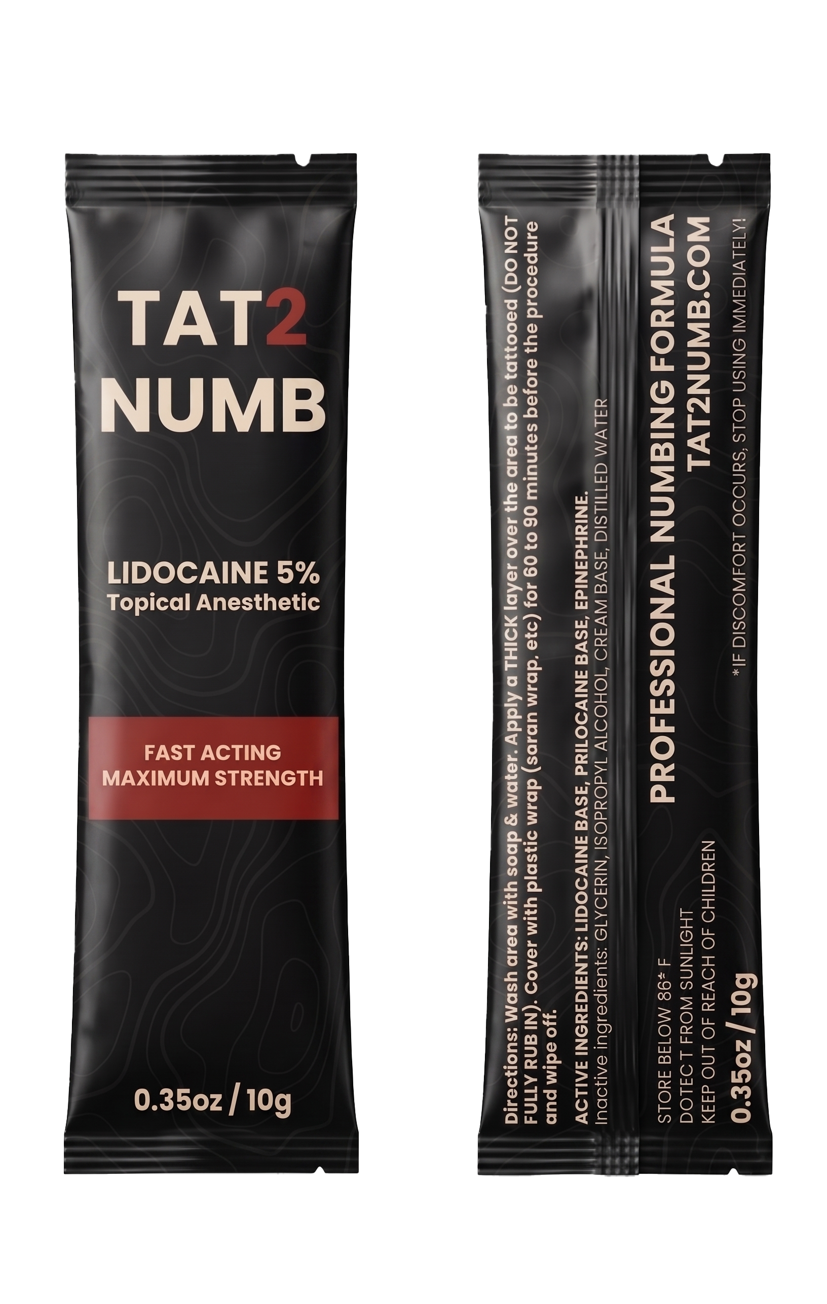 TAT2NUMB Lidocaine 5% Professional Numbing Cream — single-use packet